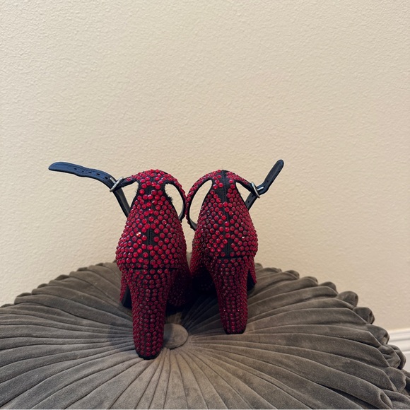 Prada crystal embellished ankle strap satin heels - Picture 5 of 9